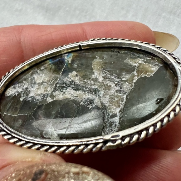 925 Power DUO! Rainbow Flash Moonstone + Labradorite Layered Necklace Pendant - Picture 10 of 11